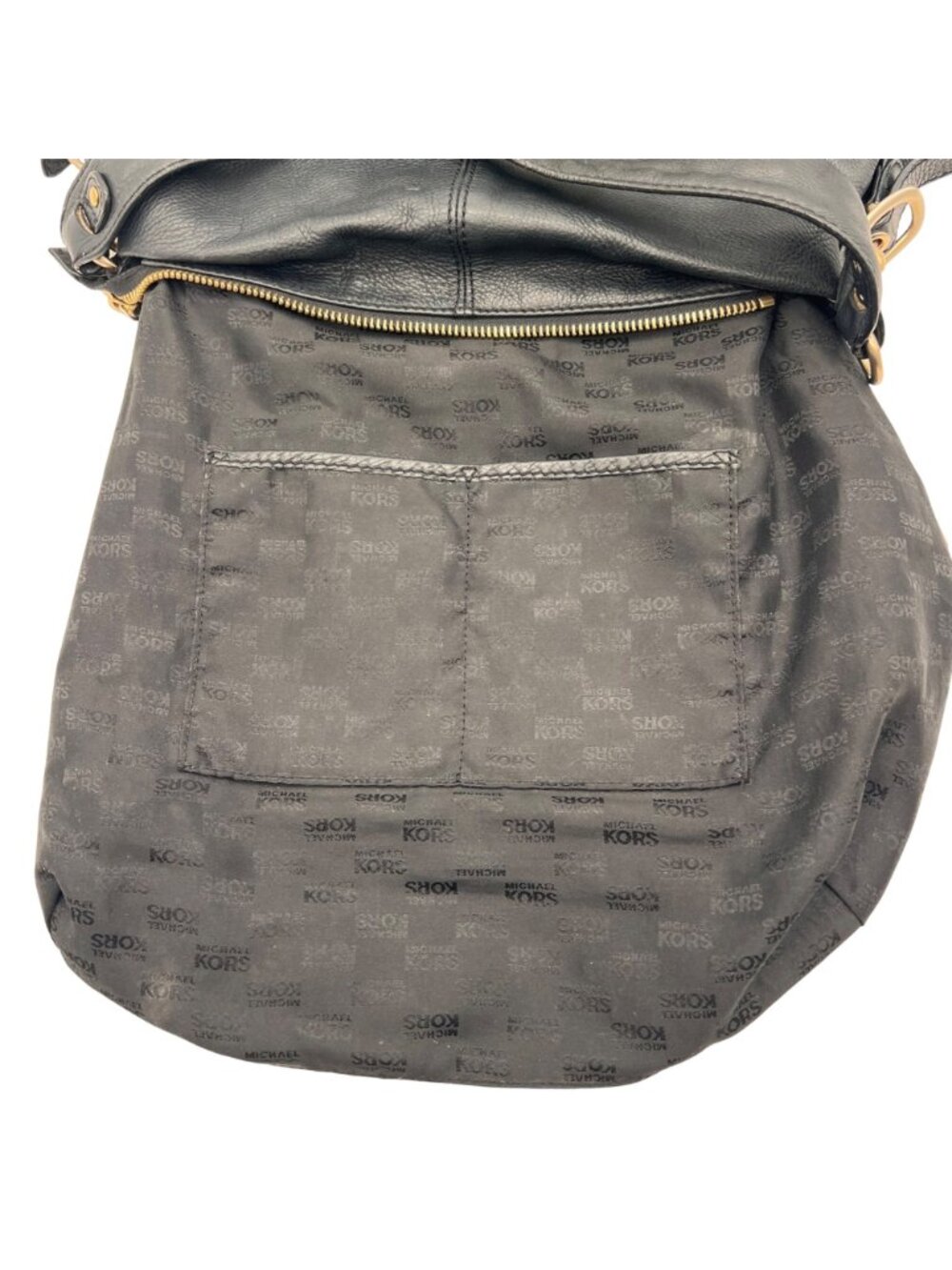 Michael Kors Soft Black Leather Shoulder Bag Purse Gold Tone Hardware 14"x12"x4" - Picture 10 of 15